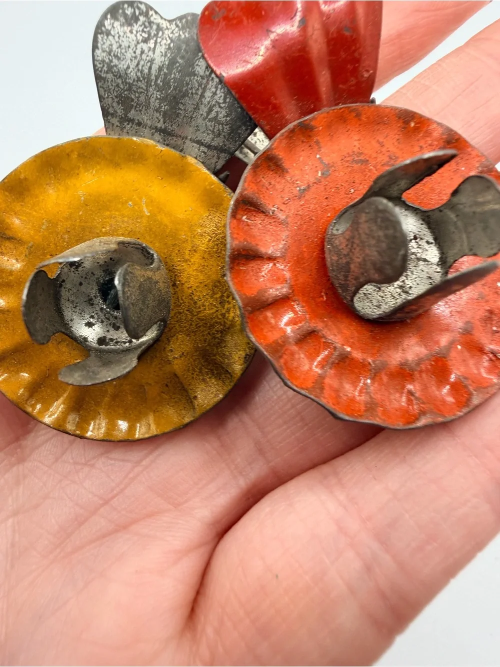 Antique Victorian Tin Enameled Christmas Tree Candle Holder Clips